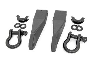GMC Sierra 2500 HD Tow Hook to Shackle Conversion Kit - Front - Rough Country - D-Ring Combo - Black - '20-'24 GMC Sierra 2500 HD Tow Hook to Shackle Conversion Kit - Front - Rough Country - D-Ring Combo - Black - '20-'24